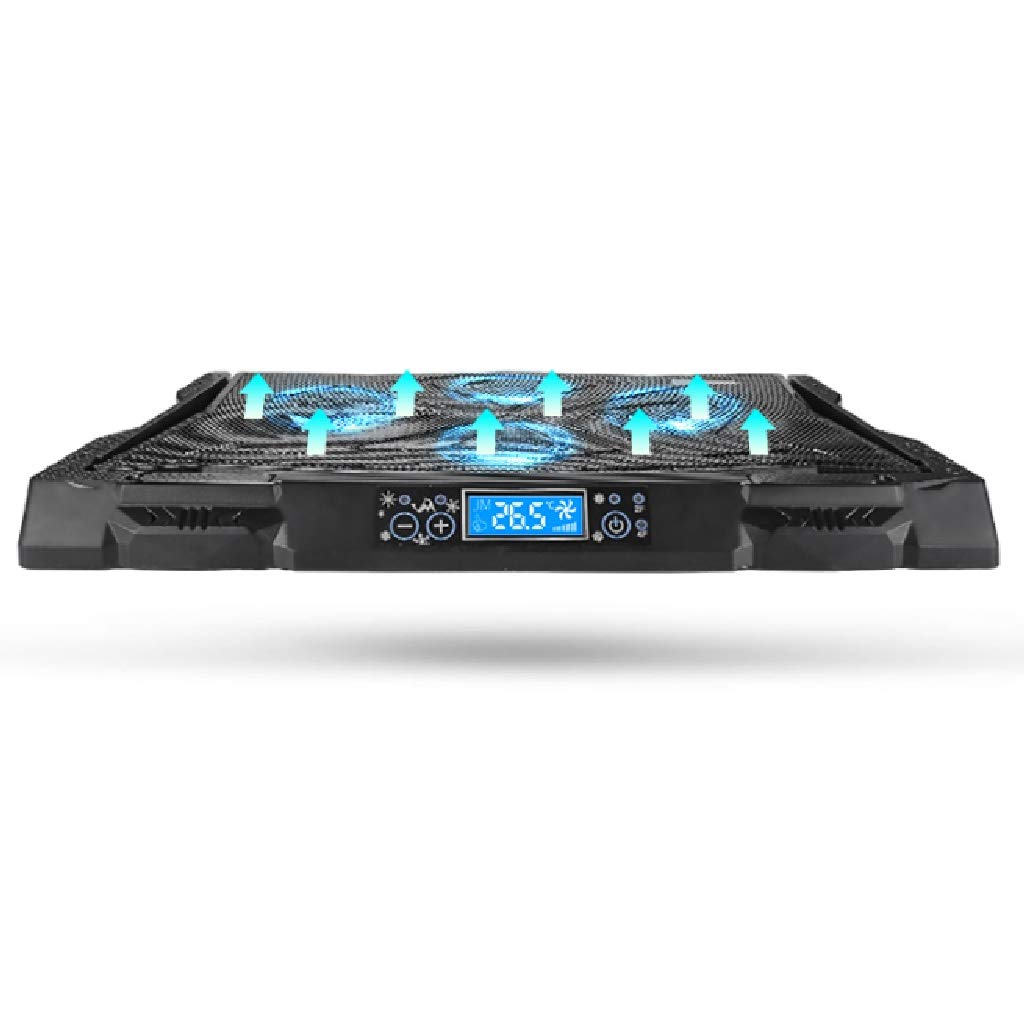 Laptop Cooling Pad Notebook Cooler With 4 Quiet Fans 8 Wind Speed Adjustable Portable Cooler Pad With LCD Screen Laptop Cooling Pad Fit 12"-17" Laptop Cooler (Color : Black)