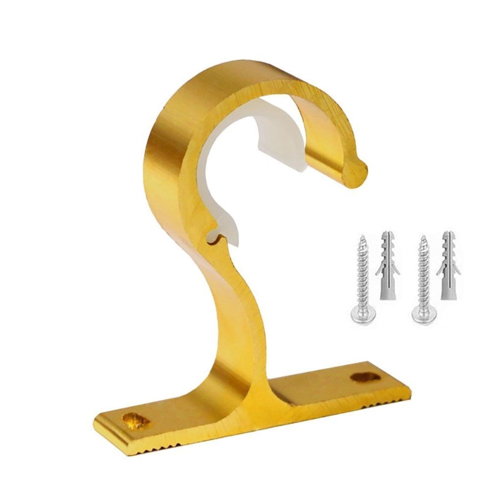 Gbrcen Curtain Rod Brackets 10Pcs Home Ceiling Curtain Rod Brackets Wall-Mounted Aluminum Alloy Rod Installation Hook Crossbar Fixing Clip Thickening(Gold)