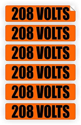208 Volts Voltage & Conduit Markers | Sticker - Sticker Graphic - Waterproof - Fade Resistant Die Cuts | Decals | Labels Electrical 6X