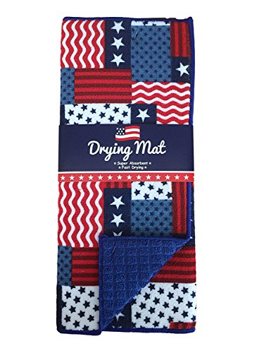 Nantucket H Patriotic American Flag Super Absorbant Drying Dish Mat 15