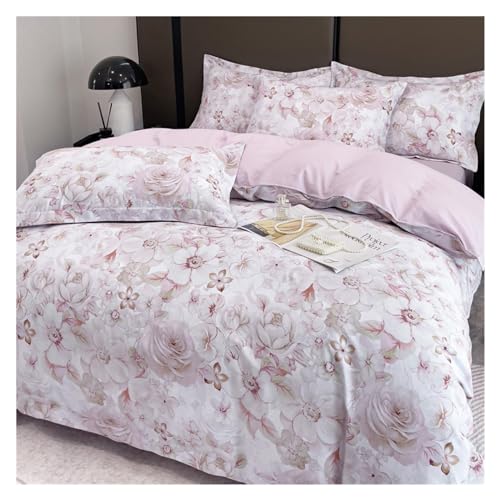 Housse de couette 200x230 parure de lit 4 pièces coton motif floral - 2