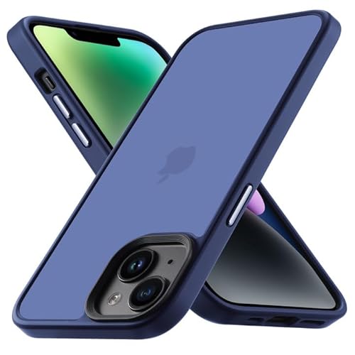 Yriklso for iPhone 14 Phone Case, Shockproof iPhone 13 Case, Military Grade Drop Protection, Protective Hard Back Slim Translucent Case for iPhone 13/14 6.1'', Frosted Blue