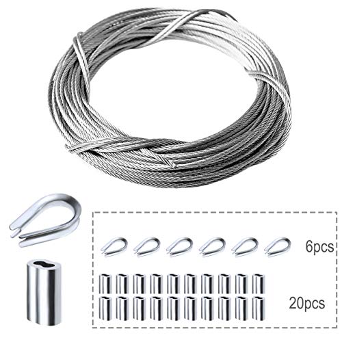 Amadget Stainless Steel Wire Rope, 316 Marine Grade Cable Railing Kit, Aircraft Wire
