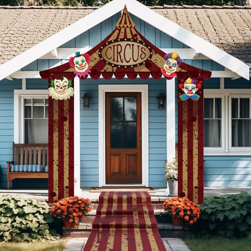 Image of Fanfanwin 4 Pcs Circus Tent Decorations Carnival Halloween Party, Clown