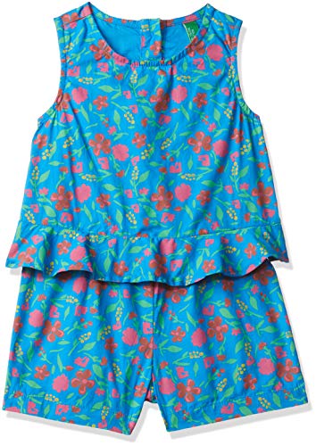 United Colors of Benetton Baby Girl's Regular fit Dungaree (18P4DUNG1287I_901_Blue Curacao_1Y 9-12 Months)