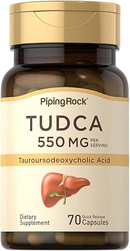 Piping Rock Tudca 550 mg  70 cápsulas  Ácido tauroursodeoxicólico  Suplemento hepático  Sin OMG, sin gluten