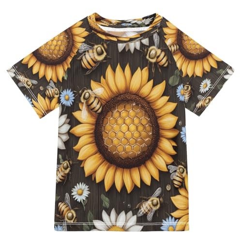 Kids Swimsuit Bee Honey Daisy Sunflower Sunscreen T-Shirts Swimwear Sets UPF 50+
