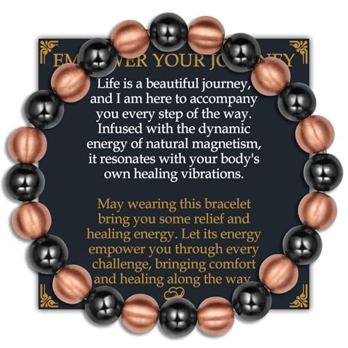 Jecanori Pure Copper Magnetic Bracelet for Women Men, Copper Jewelry with 3800 Gauss Magnets,Stretch Bead Braclets,Ideal Gift