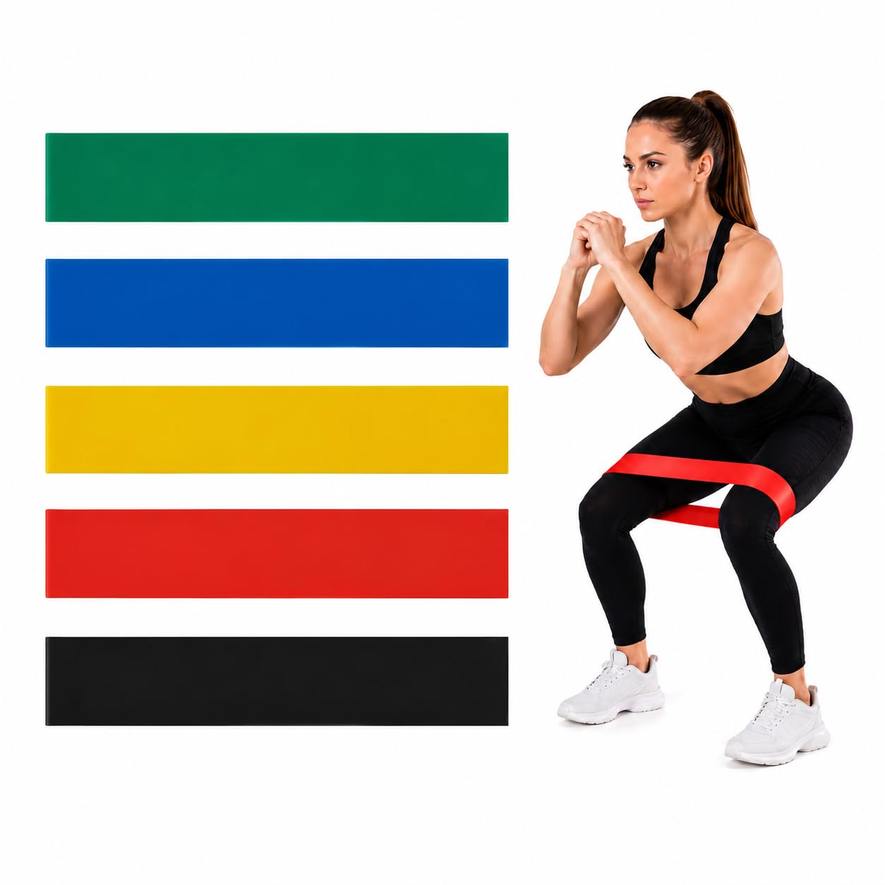 Kit 5 Faixas Elásticas Mini Band de Resistência para Exercícios Treino em Casa Academia