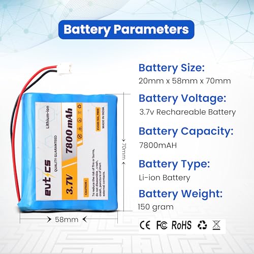 Image of 3.7V 7800mAh Li ion 18650 Battery Pack | Rechargeable Lithium Battery | 4.2V Charging | DIY Projects LED Lights RC Toys Robots Solar Gadgets Portable Use