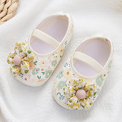 Baby Infant Boy Girl Sandals Shoes Newborn First Walkers Crib Shoes Flowers Soft Anti-Slip Sole (Yellow, 12 Infant)3