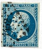  1853. Authentique Timbre de Collection oblitéré. France No 14. Napoléon III Non dentelé. Second Choix. par des Livres Express.