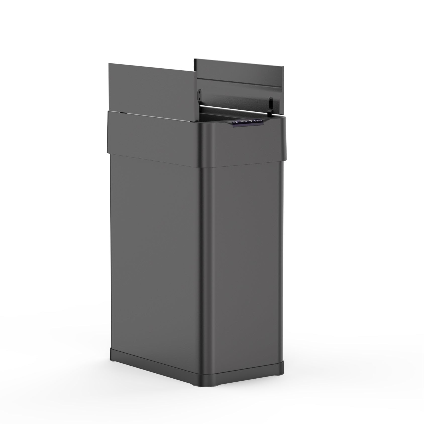 KITCHEN MOVE Silverlake Black - Papelera de cocina automática de acero inoxidable con flejes de apertura de mariposa de gran capacidad