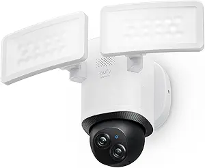 eufy Security Floodlight Camera E340 Wired,360° Pan and Tilt,24/7 Recording,Dual-Band Wi-Fi, 2,000 Lumens,Motion-Activated,Dual Camera,HomeBase 3 Compatible,Local Storage,No Monthly Fee (Renewed) asin的图片