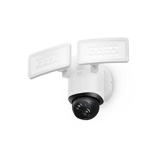 eufy Security Floodlight Camera E340 Wired,360° Pan and Tilt,24/7 Recording,Dual-Band Wi-Fi, 2,000 Lumens,Motion-Activated,Dual Camera,HomeBase 3 Compatible,Local Storage,No Monthly Fee (Renewed)