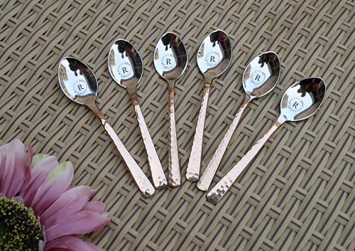Image of Copper Made Baby Tea Spoon Set - Pack of 6 | Metal Kitchen Dining and Cutlery | Stainless Steel and Copper Metalic Finish | A Touch of Elegance to Your Dining and Serving