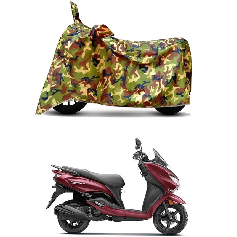 Image of Waterproof 100% PVC Coated Bike Scooty Two Wheeler Body Cover Compatible for Suzuki Burgman Street /UV-Rays /Heat Protection /Birds Dropping /Scratchproof /Dust Proof [6X6 Jungle Print]