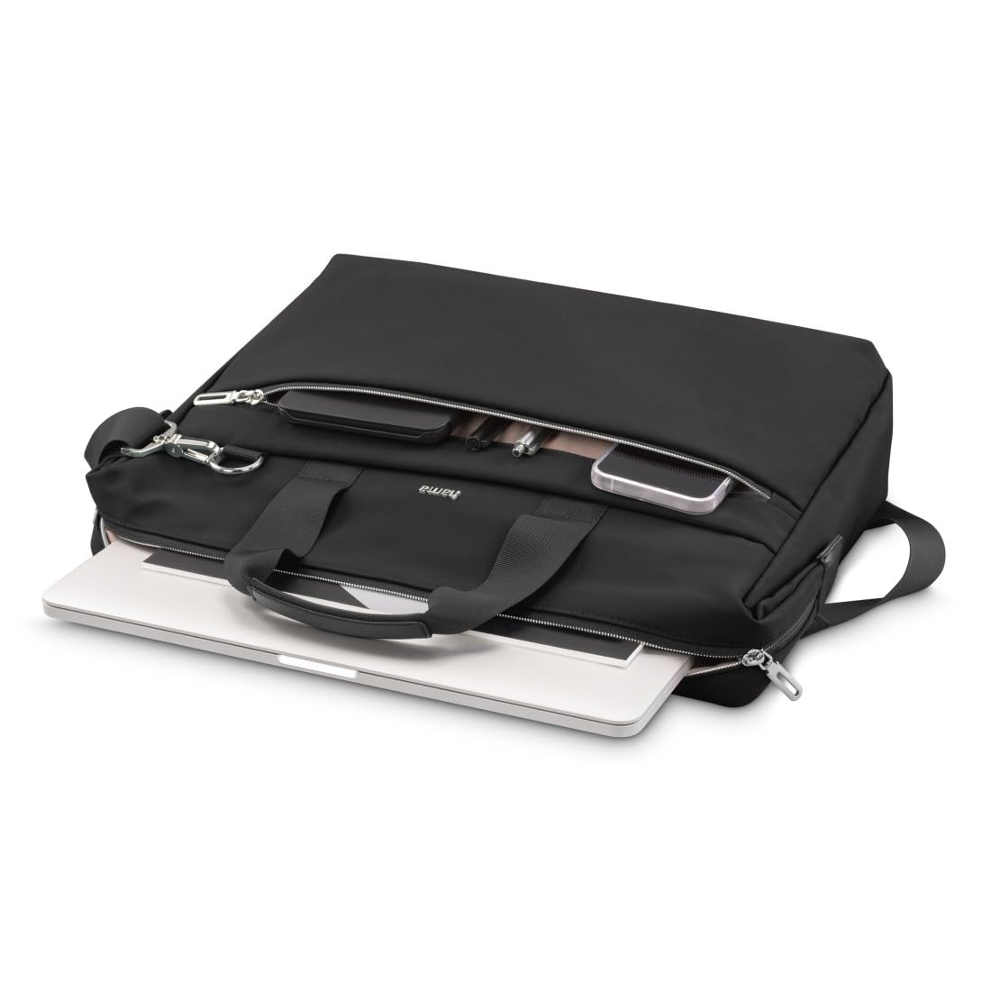 Hama | Maletín para portátil 13,3 pulgadas (funda protectora ordenador resistente acolchada compartimento tablet 12,9 bolso portátil 14,1 pulgadas bandolera ajustable ligera trabajo 10 litros) negro