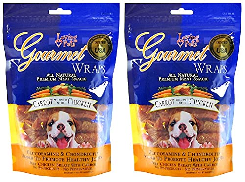 Loving Pets (2 Pack) All Natural Premium Carrot and Chicken Wraps with Glucosamine and Chondroitin Dog Treats, 6-Ounce