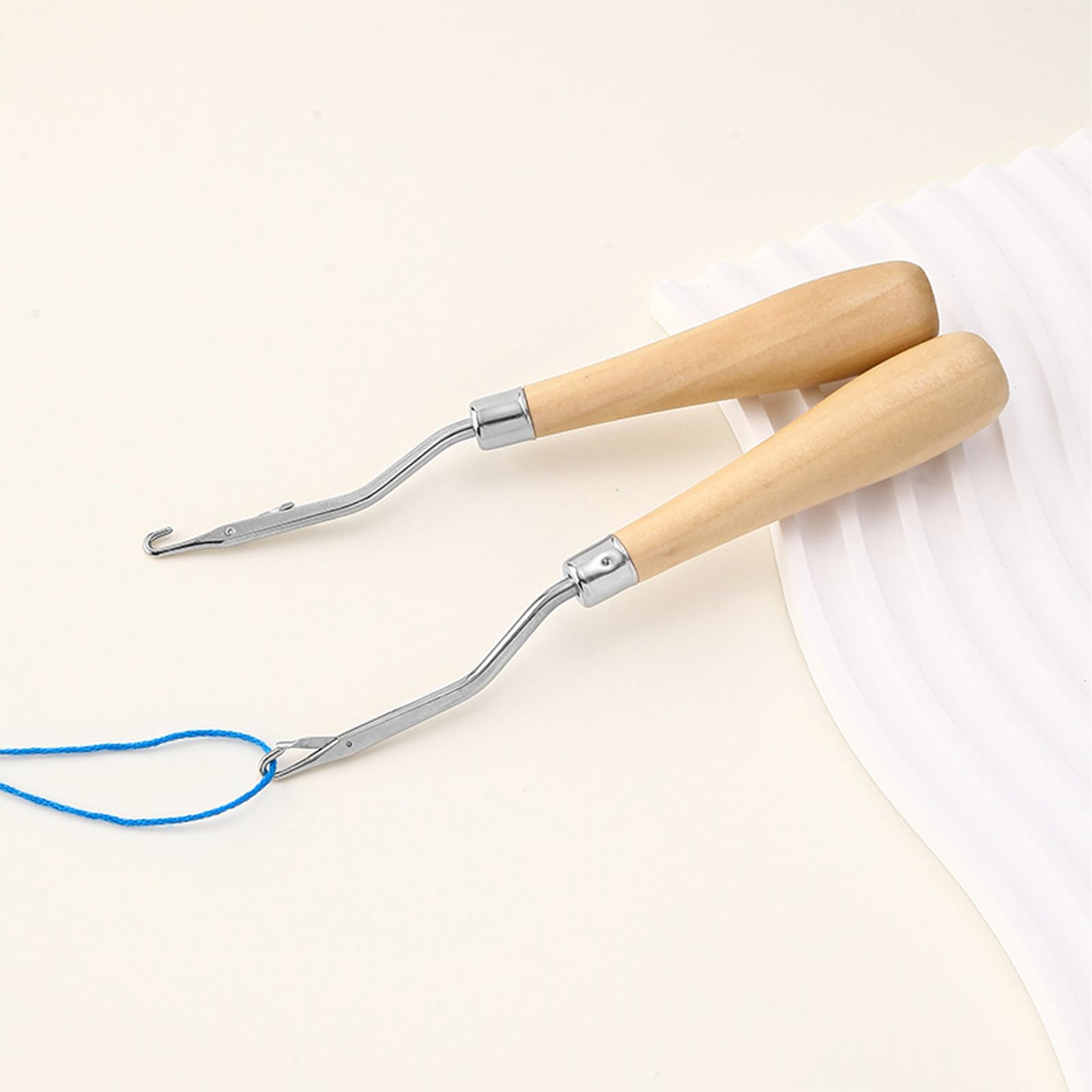 Set Di 2 Ganci Curvi In Legno Fai Da Te: Manico Ergonomico Per Riparazioni Tappeti E Maglia - 6