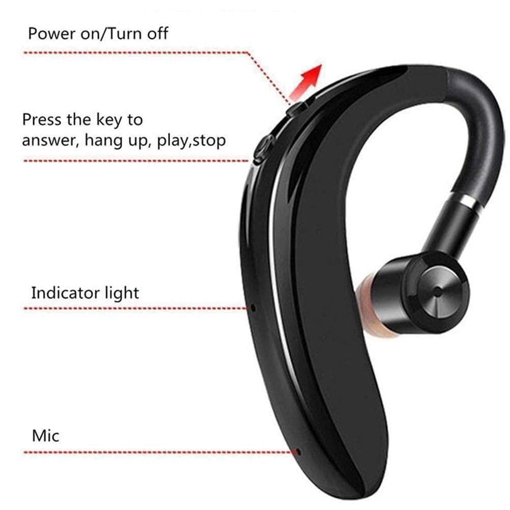 Auriculares Bluetooth con gancho para el oído, micrófono, manos libres para deportes y negocios