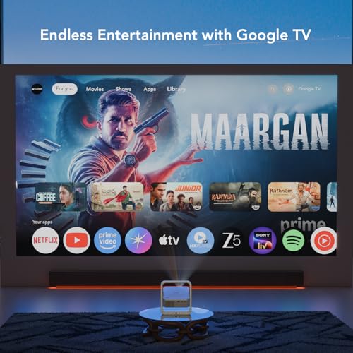 Image of Wzatco Yuva Infinity, Google TV Official, Native 1080P Projector, 1200 ANSI Ultra Bright, Fully Automatic,Sealed Optical Engine, Smart Theater for Room, Portable 300 inch Cinema