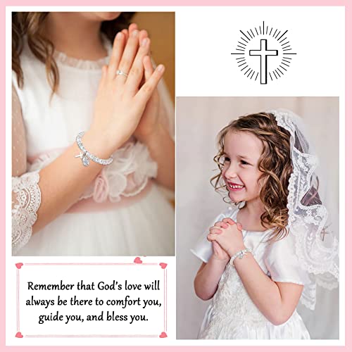 UNGENT THEM Rosary Cross Bracelet First Communion Gifts for Girls Teens4