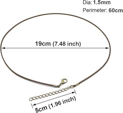 Miniatura 2 de 30 piezas de collar encerado de 0.059 in 23.6 pulgadas con cadena de bronce y cierre de langosta para hacer pulseras, collares y joyas (marrón)