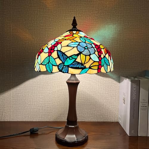 Capulina Tiffany Table Lamp Red Grape Stained Glass 12x12x19 Inches