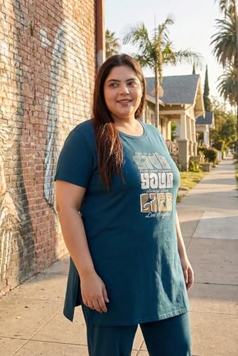 Image of In Love Women's Plus Size Printed Cotton Long-Line T-Shirt with Pocket
