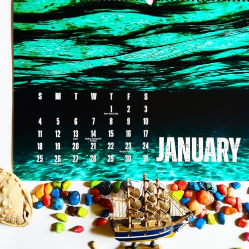 Image of 12 inchx18 inch Under The Sea 2026 Wall Calendar | Landscape Glossy Calendar | Ocean Photography | Modern Minimalist Layout | Wiro-Bound | Indian Holidays Marked | Gloss Laminated