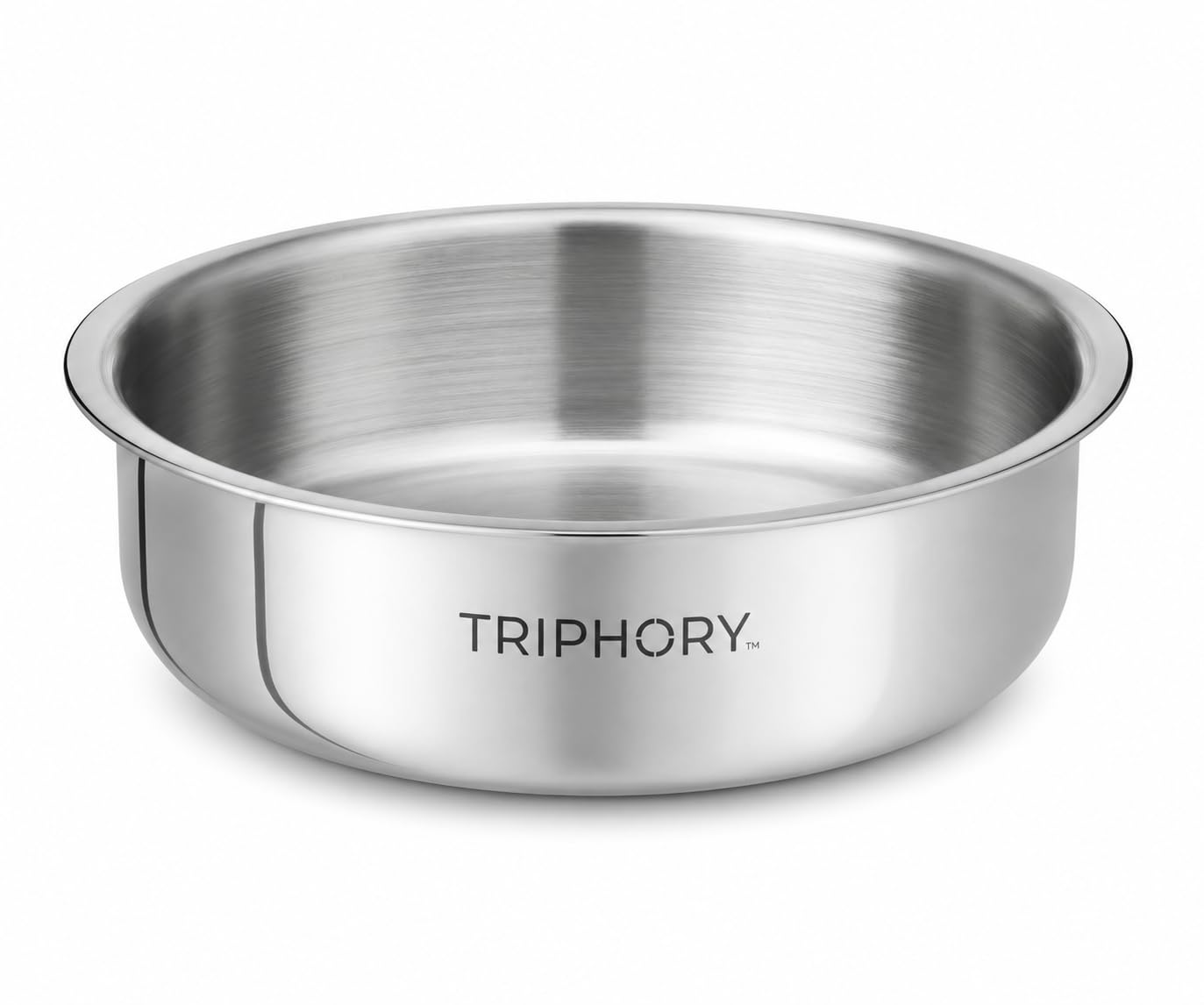 Triply Stainless Steel Langdi Tope 20 cm 1.8 L | Extra Shallow Triply Tope | Patila, Tapeli, Bhagona, Degchi Cooking Pot | Heavy Induction Bottom | Gas & Induction Compatible-image-2