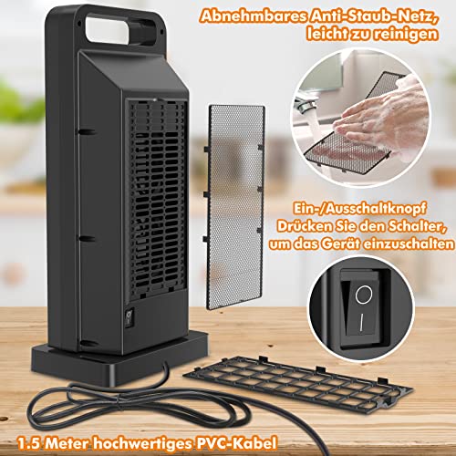 Keramische Ventilatorkachel met Timer, Elektrische verwarming met thermostaat voor thuis 2000W met Afstandsbediening, Draagbare Ruimteverwarmer met oververhitting bescherming voor Kantoor, Slaapkamer - Afbeelding 6