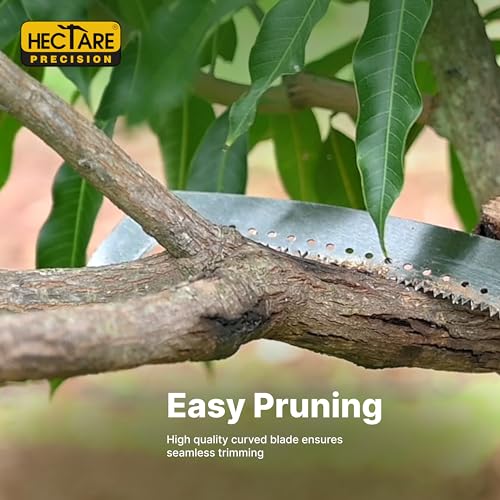Image of HECTARE Q'neck Pruning Saw - Precision Branch Cutter with Stainless Steel Blade & Plastic Handle for Efficient Gardening & Tree Trimming, Silver & Black