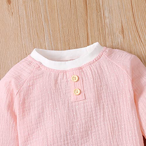 Yingyingni Toddler Baby Girl Clothes Sets Solid Long Sleeve Cotton T-Shirt Tops And Pants Fall Winter Outfits (Pink-Polka Dot,2-3 T) #TOP4