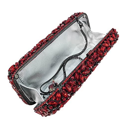 Image of Boutique De FGG Women Crystal Clutch Bag Minaudiere Box Handbag Party Prom Rhinestone Clutch Purse Wedding Bag, Mini