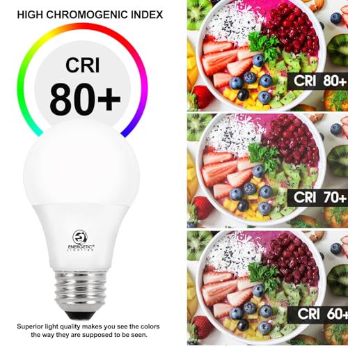 Image of Energetic A19 LED Bulb 60W Equivalent Soft White, 2700K LED Light Bulbs, E26 Standard Base, 8W 760LM, Non-Dimmable, ETL Listed, 12 Pack