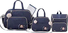 Kit Bolsa Maternidade 3 Peças com Mochila Garden Infantil Espaçosa Impermeável - Espera Feliz Baby (Marinho)