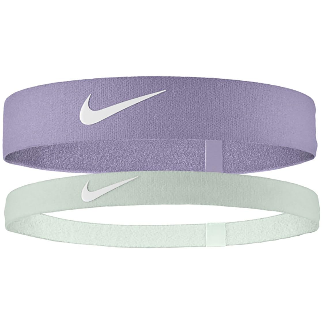 Nike Men's Flex Headband 2-Pack Headbands Running Fitness Training Sports Hairband Set, Lilac Ice/Light Silver/White, One Size