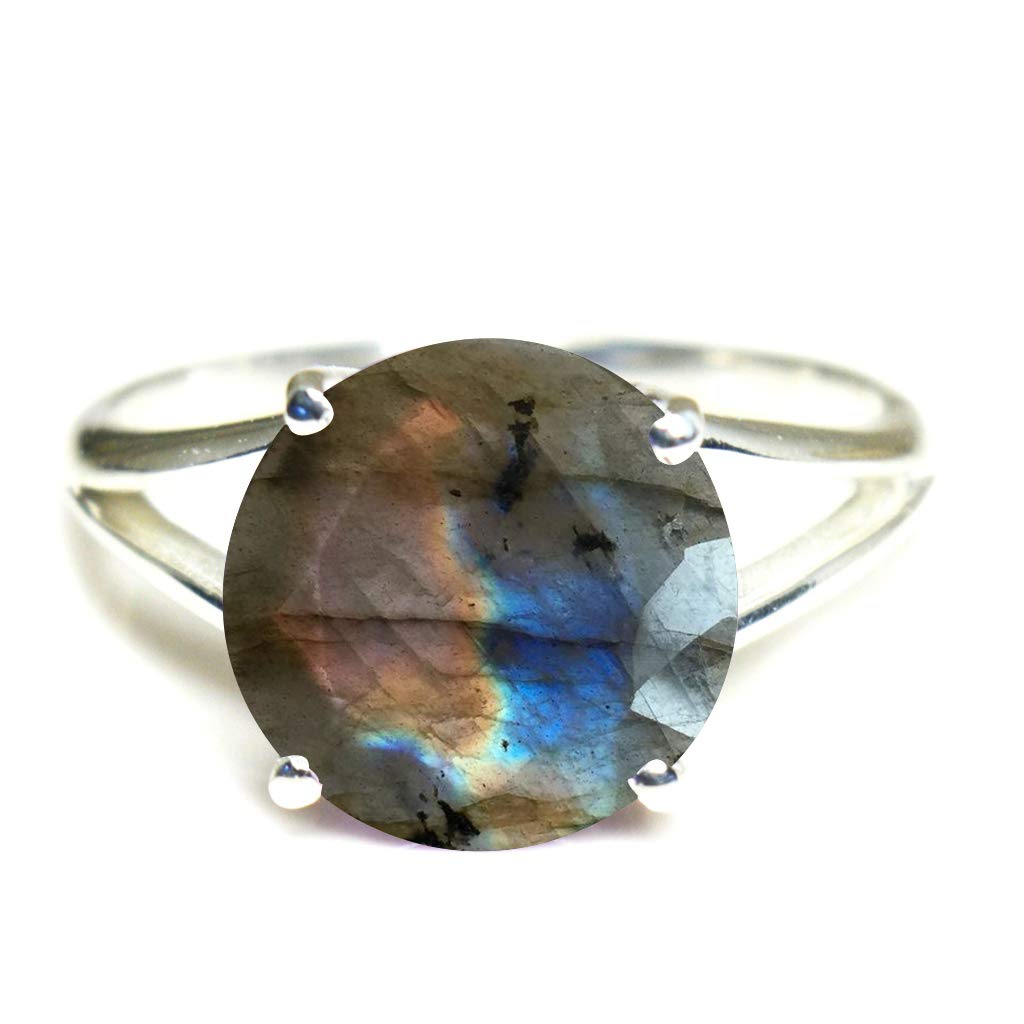 55Carat Choose Your Color Natural Round Gemstone Sterling Silver Ring for Her Friendship Love Sizes 5-13…