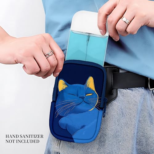 Image of Hand Sanitizer Spray Case, Portable Hand Sanitizer Holder, Mini Pouch, Zippered Pouch Case for Hand Sanitizer, Fashion Accessory with Snap Hook Hand Sanitizers 1FL. OZ., Napping Cat