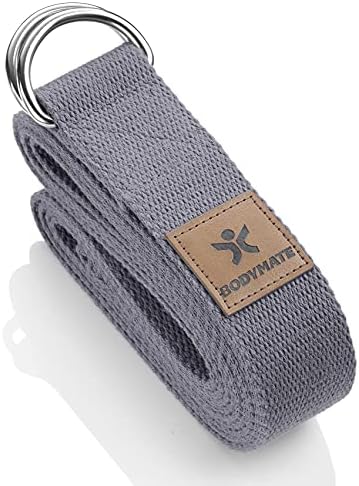 BODYMATE pasek do jogi z metalowym zapięciem, dla początkujących i zaawansowanych, ze 100%-owej bawełny, długość 250 cm, szerokość 3,8 cm