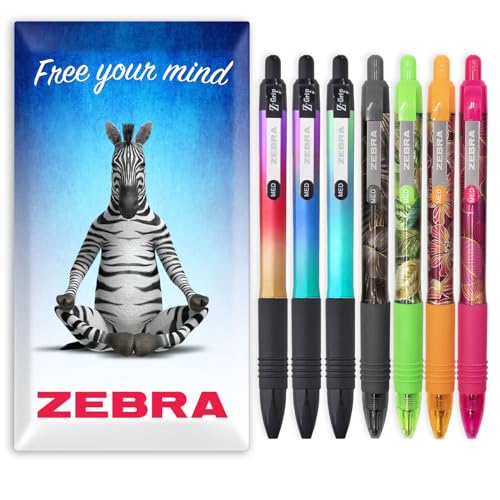 Stylos à bille Zebra Z-Grip premium lot métallique et tropical pointe rétractable 1mm