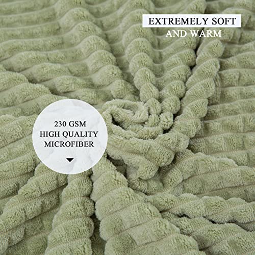 Simple&Opulence Luxury Flannel Fleece Super Soft Home Furnishing Throw Blanket With Stereoscopic Grid Design (Sage Green, 50"X70") #TOP1