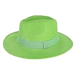 TOP HEADWEAR Womens Panama Upturn Paper Braid Wide Brim Fedora Hat - Lime
