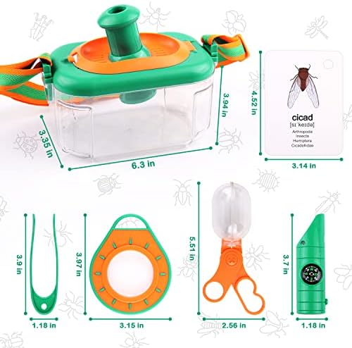 Helecors Bug Catcher Kit for Kids, Bug Catching Set with Whistle Magnifying Glass, 8 Information Cards etc., Outdoor Explorer Outdoor Toys for Boy Girls 3-12 Year Old 5 51JRqq4D3OL. AC