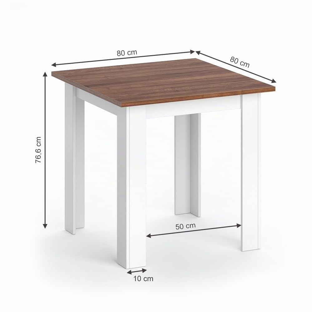 Vicco Tavolo da pranzo Karlos, Noce, 80 x 80 cm, adatto per 2–4 persone per l'utilizzo nella zona pranzo