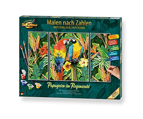 Schipper 609260853 Malen nach Zahlen - Papagaien im Regenwald -Bilder malen für Erwachsene, inklusive Pinsel und…