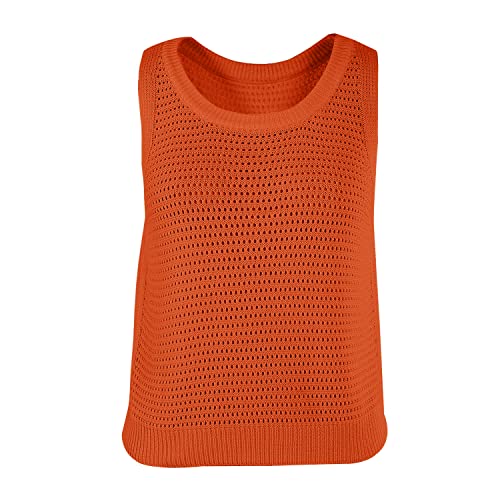 Image of FISACE Womens Crochet Tank Top Sleeveless Knit Summer Sweater | Round Neck, Hollow Out, Lightweight , Casual Crop,Cute Boho Vest