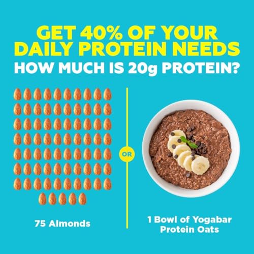 Image of Yogabar Super High Protein Oats Combo| 20g Protein | Choco Almond Oatmeal | Whey and Probiotics | High Absorption | High Fiber Oats for Weight | Dark Chocolate Oats Breakfast Cereal, 1.2 Kg